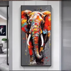 100% Hand Painted Elephant oil painting Wall Art Street Graffiti Colorful Wild Animal Canvas Painting animal oil painting Modern Abstract Art Wall Picture for living room hotel Home Decoration canvas