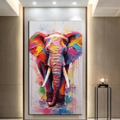 100% Hand Painted Elephant oil painting Wall Art Street Graffiti Colorful Wild Animal Canvas Painting animal oil painting Modern Abstract Art Wall Picture for living room hotel Home Decoration canvas