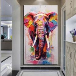 100% Hand Painted Elephant oil painting Wall Art Street Graffiti Colorful Wild Animal Canvas Painting animal oil painting Modern Abstract Art Wall Picture for living room hotel Home Decoration canvas