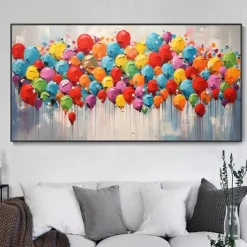 100% Handmade Modern Abstract Color Balloon Oil Painting On Canvas Home Decor For Living Room As Gift No Frame