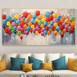 100% Handmade Modern Abstract Color Balloon Oil Painting On Canvas Home Decor For Living Room As Gift No Frame