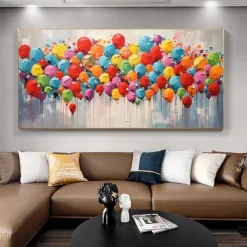 100% Handmade Modern Abstract Color Balloon Oil Painting On Canvas Home Decor For Living Room As Gift No Frame