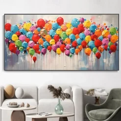 100% Handmade Modern Abstract Color Balloon Oil Painting On Canvas Home Decor For Living Room As Gift No Frame
