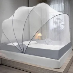 47" Height Mosquito Net Foldable One Second Open and Close Household Nets Large Space Mosquito Netting for Bed Sleep with Free Installation