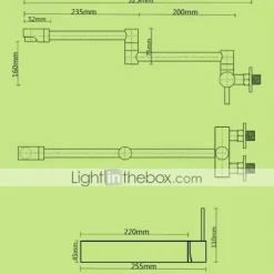 2 Hole Pot Filler Sink Mixer Kitchen Faucet Chrome, Wall Mounted Kitchen taps Brass Folding Kitchen Tap with Cold and Hot Hose, Double Joint Swing Arm Foldable Vessel Water Tap