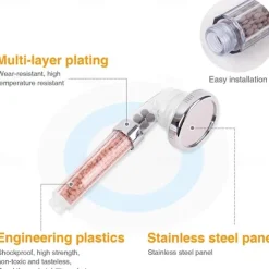 300 Holes Super Pressure Shower Head With Chrome Square Rainfall Handhold Water Saving Sprayer,Stainless Steel Plate and Durable Material