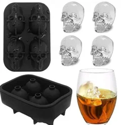 4 Ice Cube Skull Ball Skeleton Mold DIY Skull Ice Box Silicone Mold DIY Homemade for Party Bar Halloween