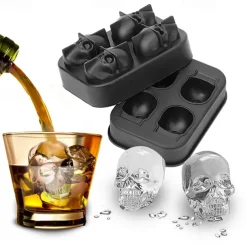 4 Ice Cube Skull Ball Skeleton Mold DIY Skull Ice Box Silicone Mold DIY Homemade for Party Bar Halloween