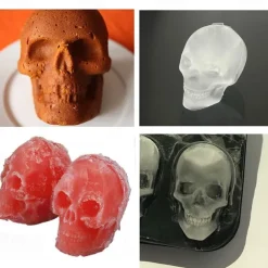 4 Ice Cube Skull Ball Skeleton Mold DIY Skull Ice Box Silicone Mold DIY Homemade for Party Bar Halloween