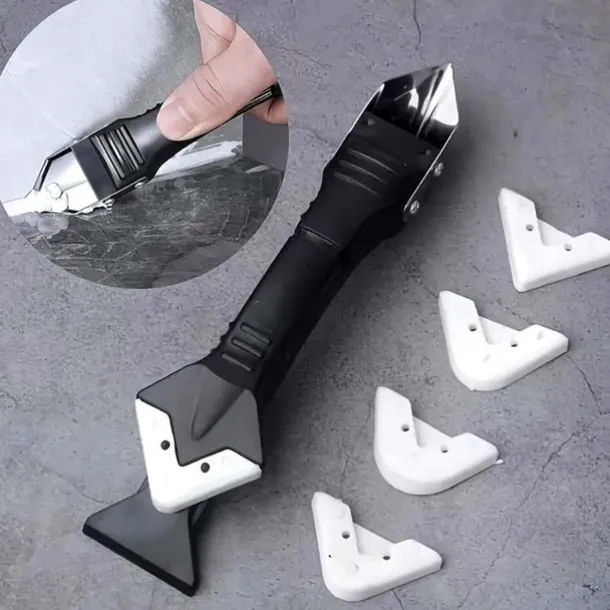 5 In 1 Caulk Remover Tools Kit, Grout Removal Tool, Sealant Finishing Tool, Glue Angle Scraper Tool For Window And Sink Renovations In Kitchens And Bathrooms