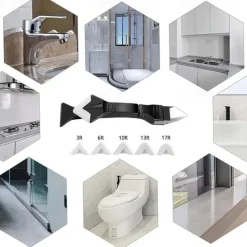 5 In 1 Caulk Remover Tools Kit, Grout Removal Tool, Sealant Finishing Tool, Glue Angle Scraper Tool For Window And Sink Renovations In Kitchens And Bathrooms