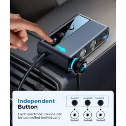 9 in 1 Cigarette Lighter Splitter, 210W Cigarette Lighter Adapter with PD/QC 3.0 * 2 Charge(3.3FT Cable), 12V/24V Independent Switches DC Cigarette Outlet Car Charger for All Car Devices