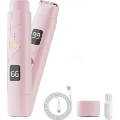 2 in 1 Electric Lady Shaver with Digital Display, Dual Head Bikini Trimmer, Wet & Dry Use Body Hair Trimmer