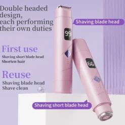 2 in 1 Electric Lady Shaver with Digital Display, Dual Head Bikini Trimmer, Wet & Dry Use Body Hair Trimmer