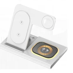 3 in 1 Foldable Charging Station for Apple Products,Fast Wireless Charger Travel Dock Adapter for iPhone 16/15/14/13/12/11/X/XS,for iWatch 10/9/8/7/Ultra2/Ultra/SE,for AirPods 4/3/2/Pro/2