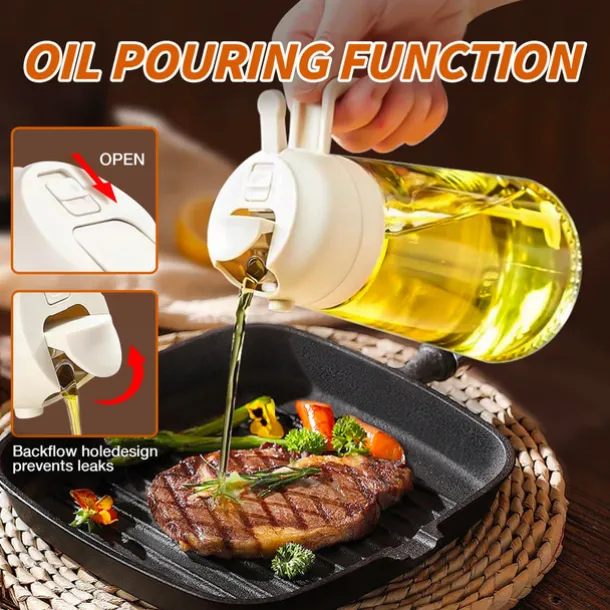 2 in 1 Glass Oil Sprayer & Dispenser 16oz for Kitchen 470ml Olive Oil Bottle Oil Sprayer for Cooking, Kitchen, Salad, Barbecue