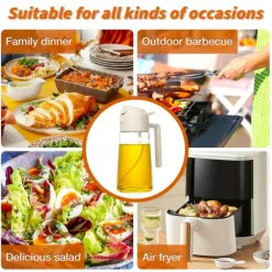 2 in 1 Glass Oil Sprayer & Dispenser 16oz for Kitchen 470ml Olive Oil Bottle Oil Sprayer for Cooking, Kitchen, Salad, Barbecue