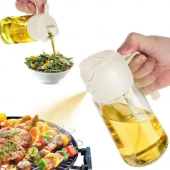2 in 1 Glass Oil Sprayer & Dispenser 16oz for Kitchen 470ml Olive Oil Bottle Oil Sprayer for Cooking, Kitchen, Salad, Barbecue