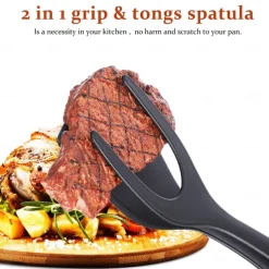 2 in 1 Grip and Flip Spatula Tongs Egg Flipper Tong Pancake Fish French Toast Omelet Making for Home Kitchen Cooking Tool