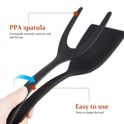 2 in 1 Grip and Flip Spatula Tongs Egg Flipper Tong Pancake Fish French Toast Omelet Making for Home Kitchen Cooking Tool