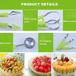 4 in 1 Melon Cutter Scoop Fruit Carving Knife Fruit Cutter Dig Pulp Separator Kitchen Gadgets Acces