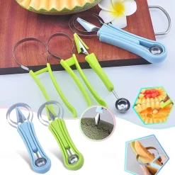 4 in 1 Melon Cutter Scoop Fruit Carving Knife Fruit Cutter Dig Pulp Separator Kitchen Gadgets Acces