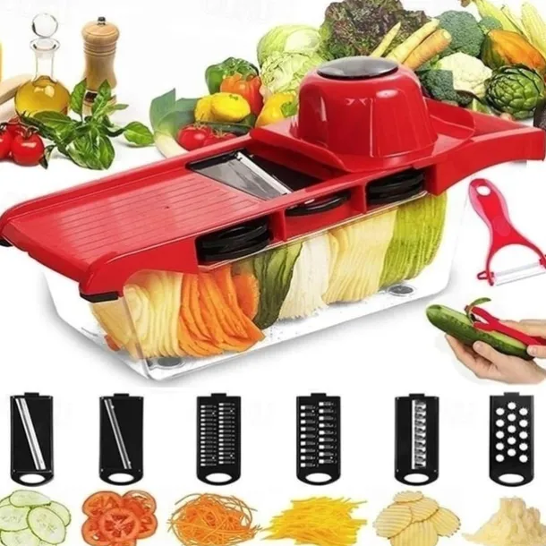 7 in 1 Multifunctional Vegetable Cutter Grater Food Slicers Shredders With 6 Blade Potatoes Carrots Manual Vegetable Cutting Tool