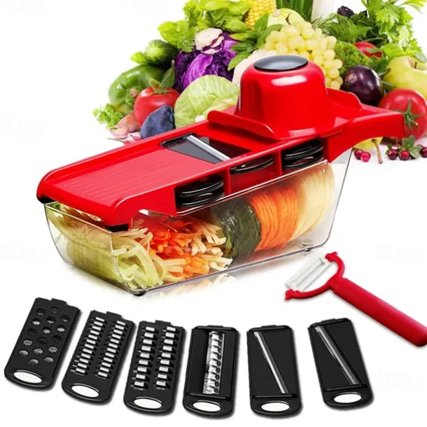 7 in 1 Multifunctional Vegetable Cutter Grater Food Slicers Shredders With 6 Blade Potatoes Carrots Manual Vegetable Cutting Tool