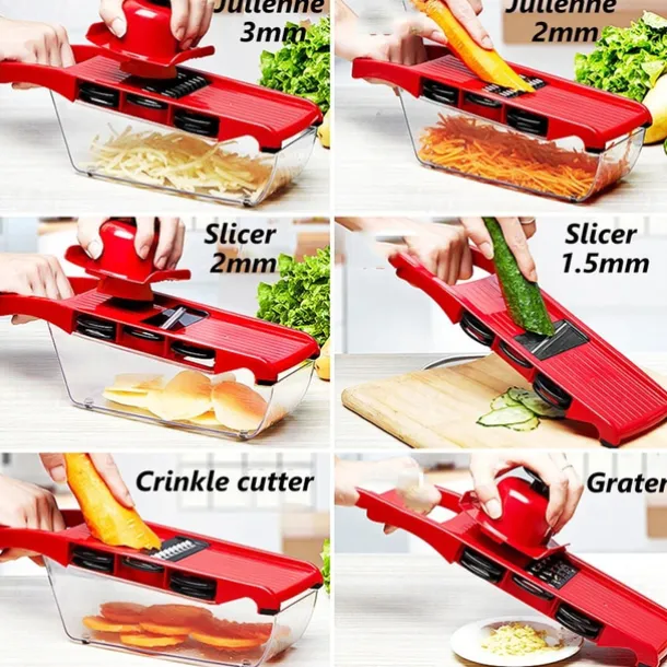 7 in 1 Multifunctional Vegetable Cutter Grater Food Slicers Shredders With 6 Blade Potatoes Carrots Manual Vegetable Cutting Tool