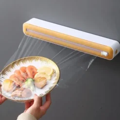 2 In 1 Plastic Wrap Dispenser Cling Film Dispenser Cutter Saran Wrap Dispenser Aluminum Foil Parchment Paper Injector Kitchen Tool