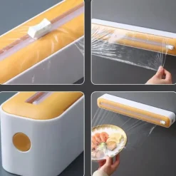 2 In 1 Plastic Wrap Dispenser Cling Film Dispenser Cutter Saran Wrap Dispenser Aluminum Foil Parchment Paper Injector Kitchen Tool