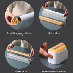 2 In 1 Plastic Wrap Dispenser Cling Film Dispenser Cutter Saran Wrap Dispenser Aluminum Foil Parchment Paper Injector Kitchen Tool