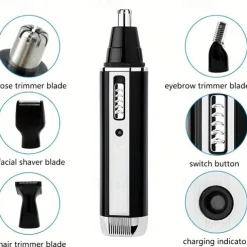 4 In 1 Rechargeable Men Electric Nose Ear Hair Trimmer Painless Women Trimming Side Burns Eyebrows Beard Hair Clipper Cut Shaver