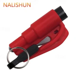 2 In 1 Safety Belt Cutter Emergency Key Chain Car Escape Tool Metal Safety Hammer Mini Fire Hammer Life-saving Hammer Car Emergency Escape Device Window Breaker