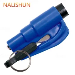 2 In 1 Safety Belt Cutter Emergency Key Chain Car Escape Tool Metal Safety Hammer Mini Fire Hammer Life-saving Hammer Car Emergency Escape Device Window Breaker