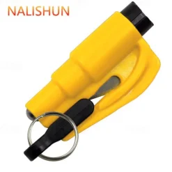 2 In 1 Safety Belt Cutter Emergency Key Chain Car Escape Tool Metal Safety Hammer Mini Fire Hammer Life-saving Hammer Car Emergency Escape Device Window Breaker