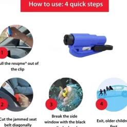 2 In 1 Safety Belt Cutter Emergency Key Chain Car Escape Tool Metal Safety Hammer Mini Fire Hammer Life-saving Hammer Car Emergency Escape Device Window Breaker