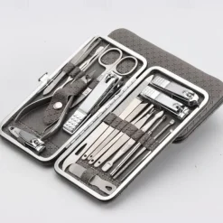 19 in 1 Stainless Steel Manicure Set For Foot Fitting Set Professional Pedicure Kit Nail Scissors Grooming Kit with Leather Travel Case for Women and Men