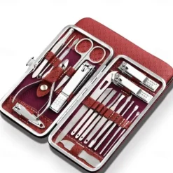 19 in 1 Stainless Steel Manicure Set For Foot Fitting Set Professional Pedicure Kit Nail Scissors Grooming Kit with Leather Travel Case for Women and Men
