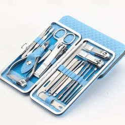 19 in 1 Stainless Steel Manicure Set For Foot Fitting Set Professional Pedicure Kit Nail Scissors Grooming Kit with Leather Travel Case for Women and Men