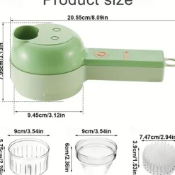 4 In 1 Vegetable Chopper Handheld Electric Vegetable Cutter Set Portable Wireless Garlic Mud Masher Garlic Press & Slicer Set Multifunctional Electric Mini Food Processor With Brush For Ginger Pepper