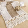 70 In Long Boho Table Runner For Home Decor Farmhouse Rustic Table Runner Cream & Brown Macrame Table Runner With Tassels For Boho Dining Bedroom for Restaurant