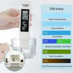3 In1 Meter Digital Water Quality Tester TDS EC Meter Temperature Tester Pen Multifunctional Digital Water Quality Tester For Water Purity TEMP PPM Tester TDS Meter Digital Water Quality Tester