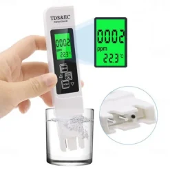 3 In1 Meter Digital Water Quality Tester TDS EC Meter Temperature Tester Pen Multifunctional Digital Water Quality Tester For Water Purity TEMP PPM Tester TDS Meter Digital Water Quality Tester