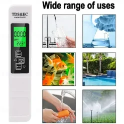 3 In1 Meter Digital Water Quality Tester TDS EC Meter Temperature Tester Pen Multifunctional Digital Water Quality Tester For Water Purity TEMP PPM Tester TDS Meter Digital Water Quality Tester