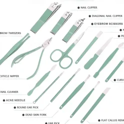 16 in1 Professional Nail Clippers Pedicure Kit Manicure Set , Stainless Steel Nail Care Tools Grooming Kit with Luxurious Travel Leather Case for Thick Nails Men Women Gift