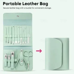 16 in1 Professional Nail Clippers Pedicure Kit Manicure Set , Stainless Steel Nail Care Tools Grooming Kit with Luxurious Travel Leather Case for Thick Nails Men Women Gift