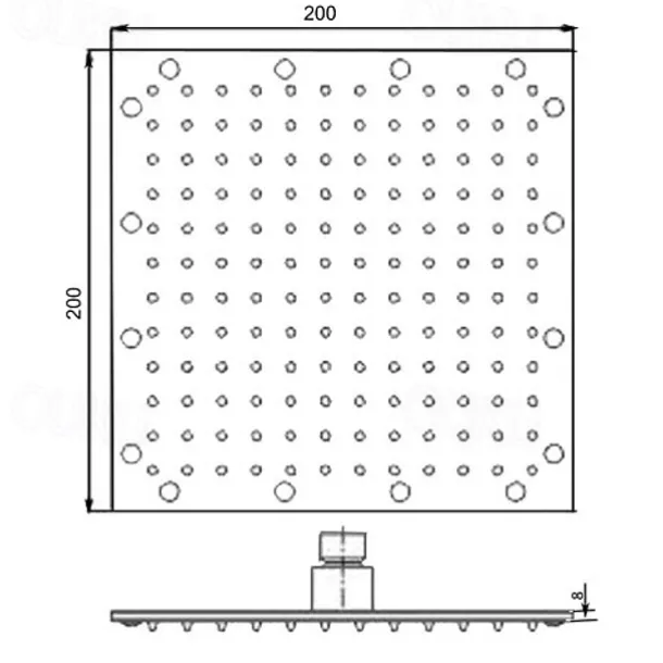 7.9 Inch Basics Rainfall Shower Head Rectangular/Contemporary Shower Head Polished Chrome
