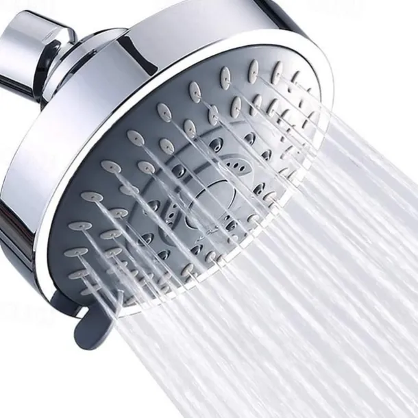 4 inch Rainfall Shower Head 5 Mode Sprayer Showerhead ABS, 360-degree Rotation High Pressure Overhead Shower Head Black Silver