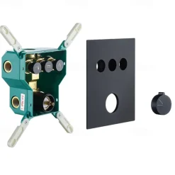 10 Inch Round Shower Faucets Sets,3-Function Matte Black / Chrome Complete with Brass Shower Head and Solid Brass Handshower Mount Inside Rainfall Shower Head System